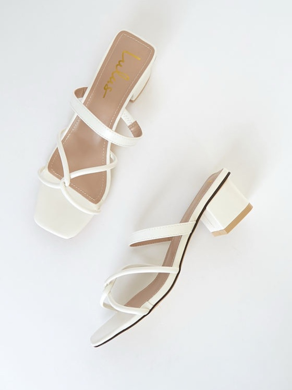 Lulu's White Strappy Block Heel Sandals